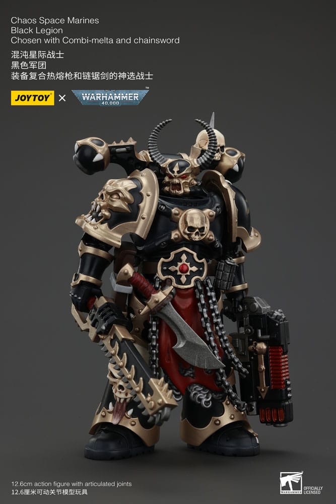 Warhammer 40k ActionFigur Chaos Space Marines Black Legion valgt med Combi-Melta og ChainSword 20 cm