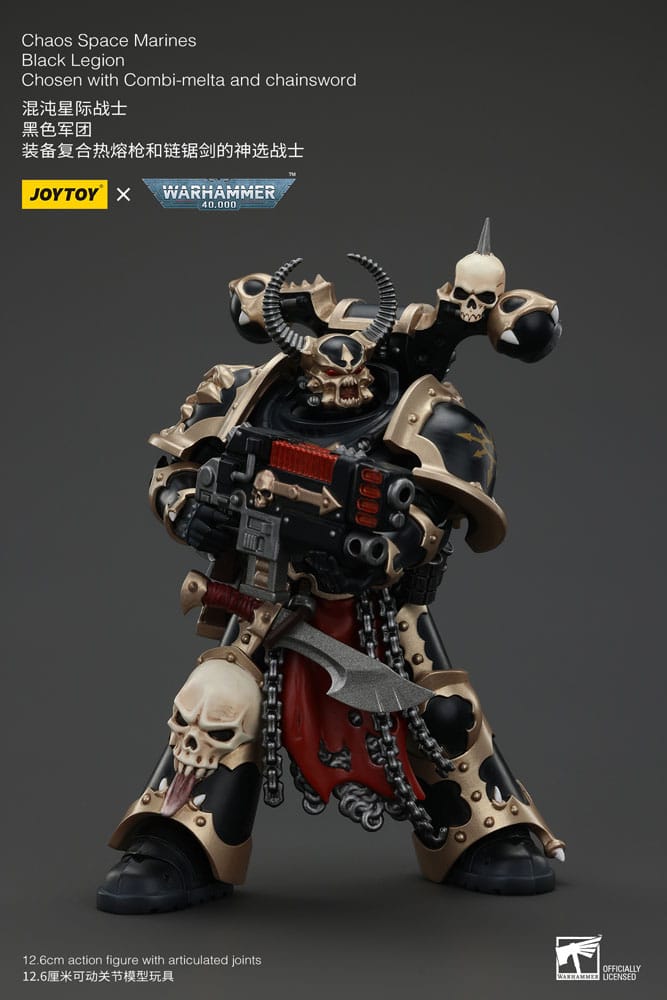 Warhammer 40k ActionFigur Chaos Space Marines Black Legion valgt med Combi-Melta og ChainSword 20 cm