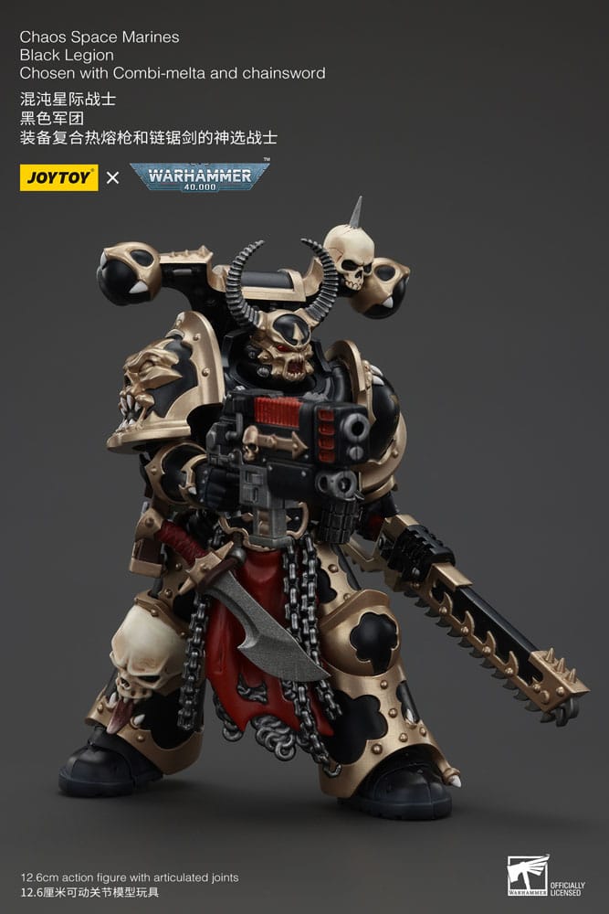 Warhammer 40k ActionFigur Chaos Space Marines Black Legion valgt med Combi-Melta og ChainSword 20 cm