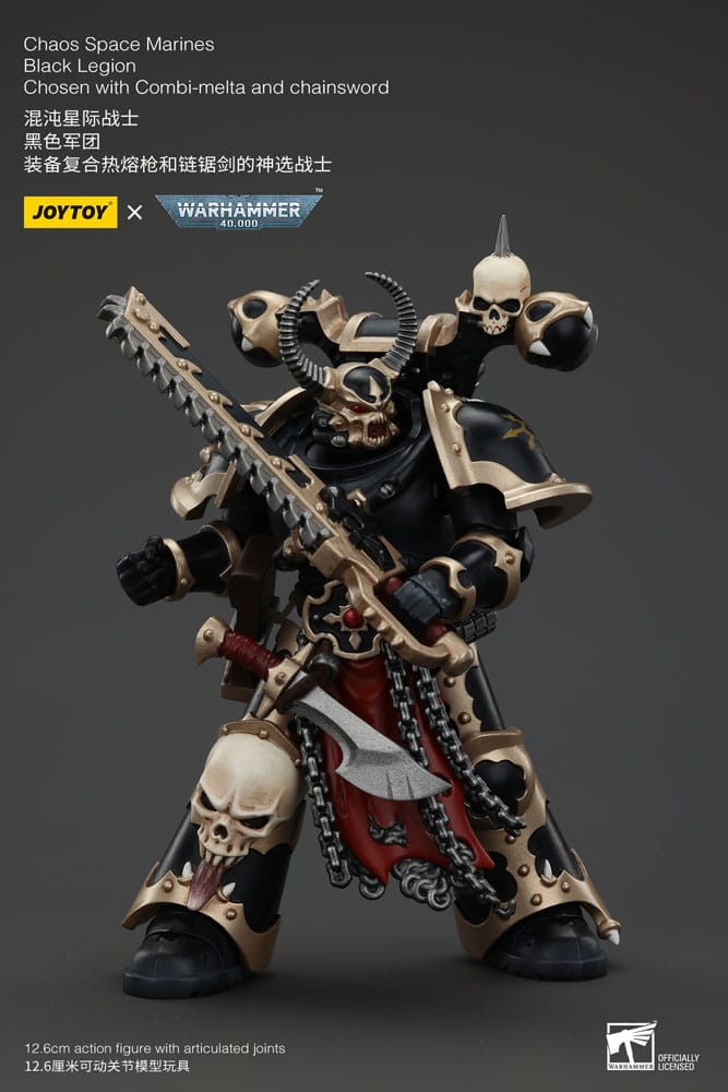 Warhammer 40k ActionFigur Chaos Space Marines Black Legion valgt med Combi-Melta og ChainSword 20 cm