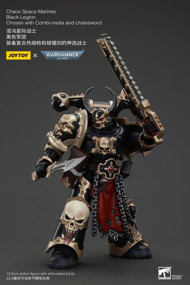 Warhammer 40k ActionFigur Chaos Space Marines Black Legion valgt med Combi-Melta og ChainSword 20 cm