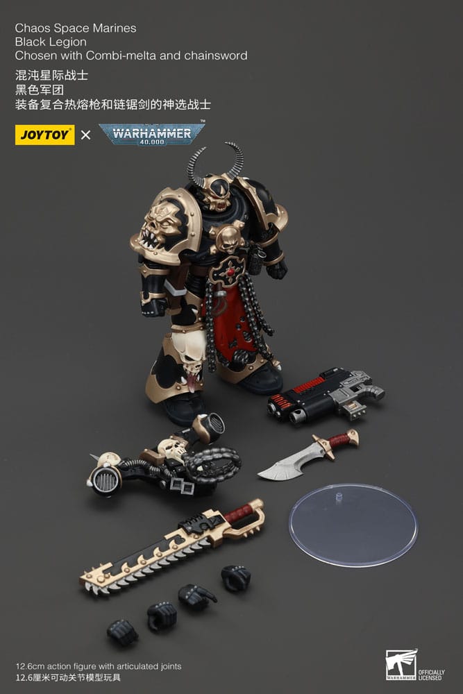 Warhammer 40k ActionFigur Chaos Space Marines Black Legion valgt med Combi-Melta og ChainSword 20 cm