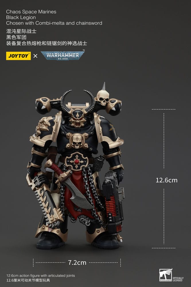 Warhammer 40k ActionFigur Chaos Space Marines Black Legion valgt med Combi-Melta og ChainSword 20 cm