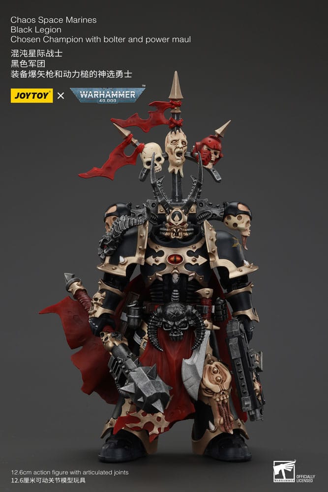 Warhammer 40K Actionfigur Chaos Uzay Deniz Piyadeleri Siyah Lejyon Seçilmiş Şampiyon Bolter ve Power Maul 20 cm