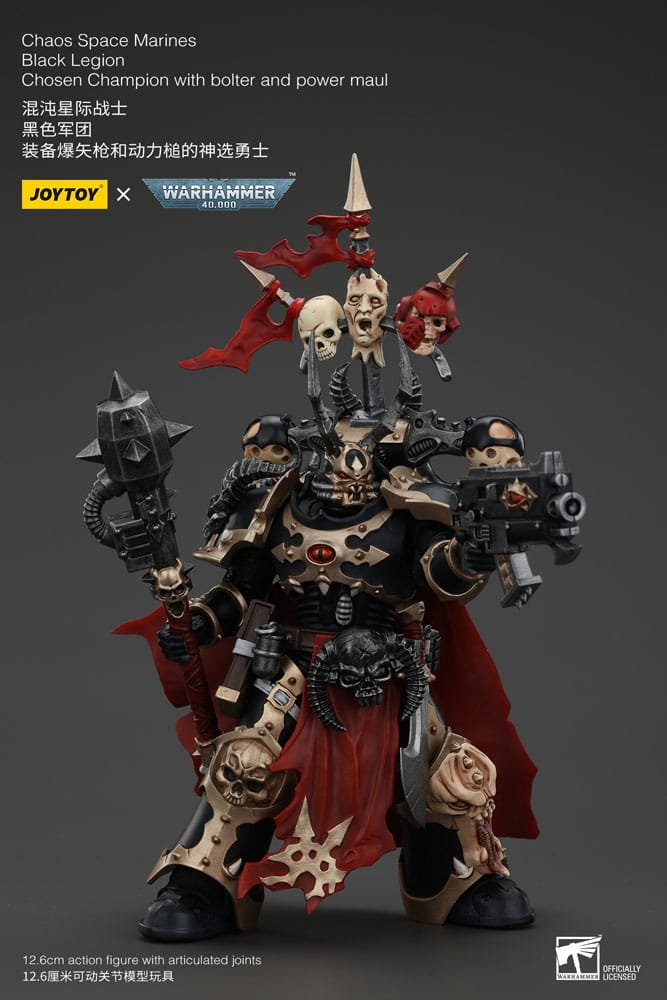 Warhammer 40K Actionfigur Chaos Uzay Deniz Piyadeleri Siyah Lejyon Seçilmiş Şampiyon Bolter ve Power Maul 20 cm