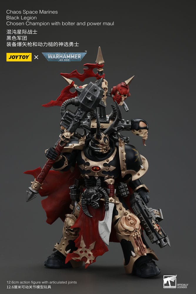 Warhammer 40K Actionfigur Chaos Uzay Deniz Piyadeleri Siyah Lejyon Seçilmiş Şampiyon Bolter ve Power Maul 20 cm