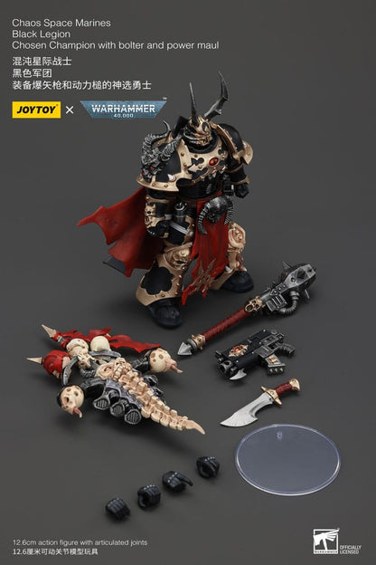 Warhammer 40K Actionfigur Chaos Uzay Deniz Piyadeleri Siyah Lejyon Seçilmiş Şampiyon Bolter ve Power Maul 20 cm