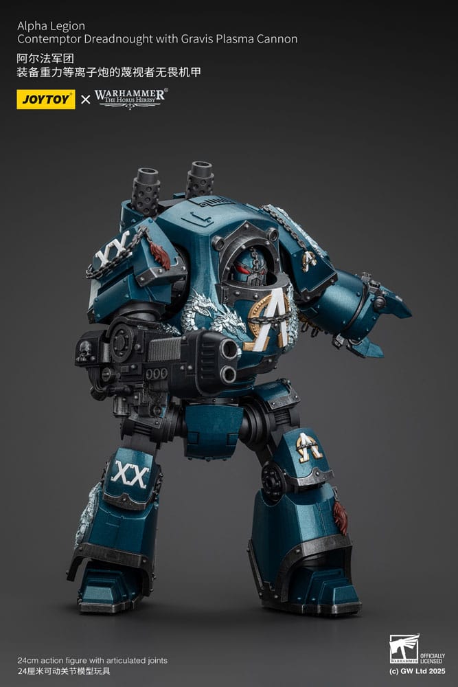Warhammer Horus Heresy Aksiyon Figürü Alpha Legion Contemptor Dreadnought, Gravis Plazma Topu ile 25 cm