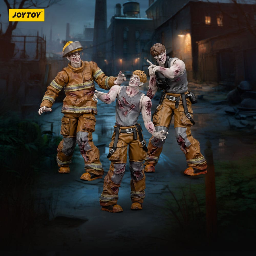 Zombie Dark Source Action Figurer 3-Pack Brandmænd 8 cm