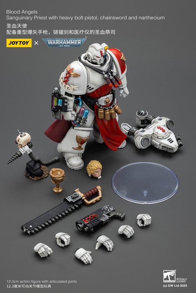 Warhammer 40,000: Combat Patrol Blood Angels Action Figure Sanguinary Priest con pistola a requiem pesante, spada a catena e nartecio 20 cm