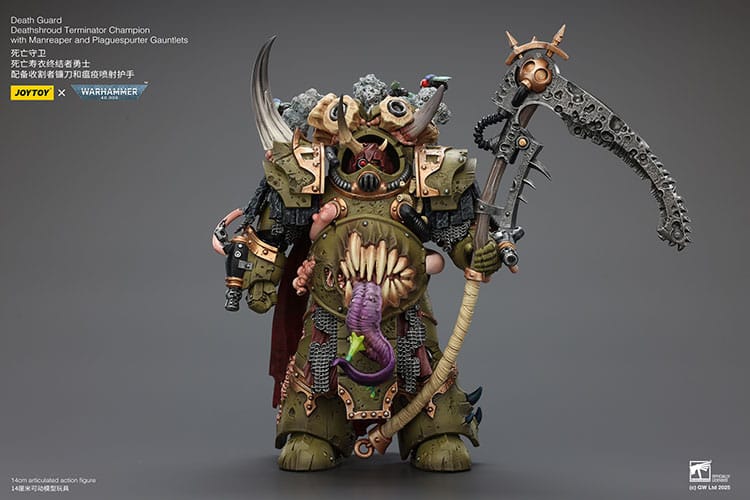 Warhammer 40k Akcijska figura 1/18 Death Guard Deathshroud Terminator Champion with Manreaper and Plaguespurter Gauntlets 14 cm
