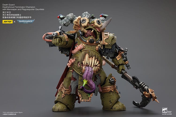Warhammer 40k Akcijska figura 1/18 Death Guard Deathshroud Terminator Champion with Manreaper and Plaguespurter Gauntlets 14 cm