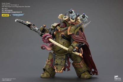 Warhammer 40k actiefiguur 1/18 Death Guard Deathshroud Terminator 2 met Manreaper en Plaguespurter handschoen 14 cm