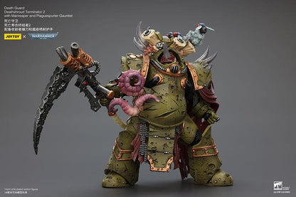 Warhammer 40k actiefiguur 1/18 Death Guard Deathshroud Terminator 2 met Manreaper en Plaguespurter handschoen 14 cm