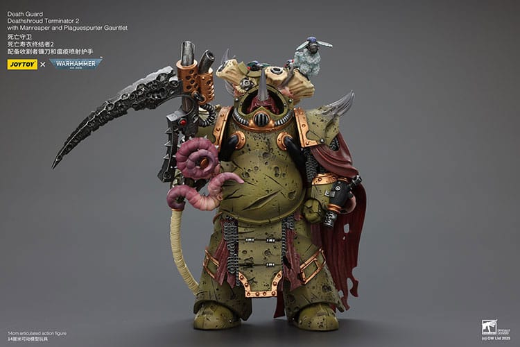 Warhammer 40k actiefiguur 1/18 Death Guard Deathshroud Terminator 2 met Manreaper en Plaguespurter handschoen 14 cm