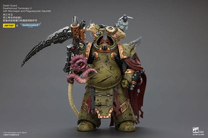 Warhammer 40k actiefiguur 1/18 Death Guard Deathshroud Terminator 2 met Manreaper en Plaguespurter handschoen 14 cm