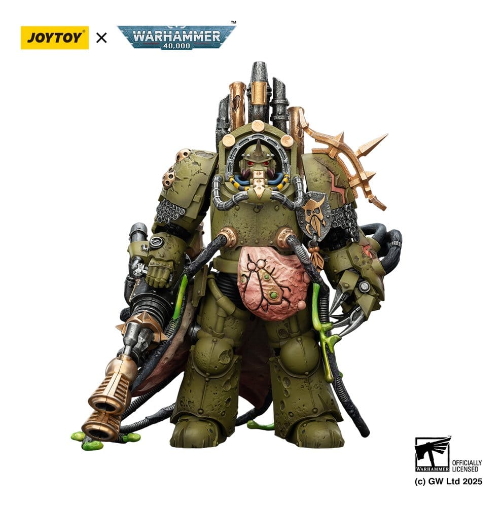 Warhammer 40.000 Action Figure Death Guard Lord of Virulence med Power Fist og Twin Plague Spewer 14 cm