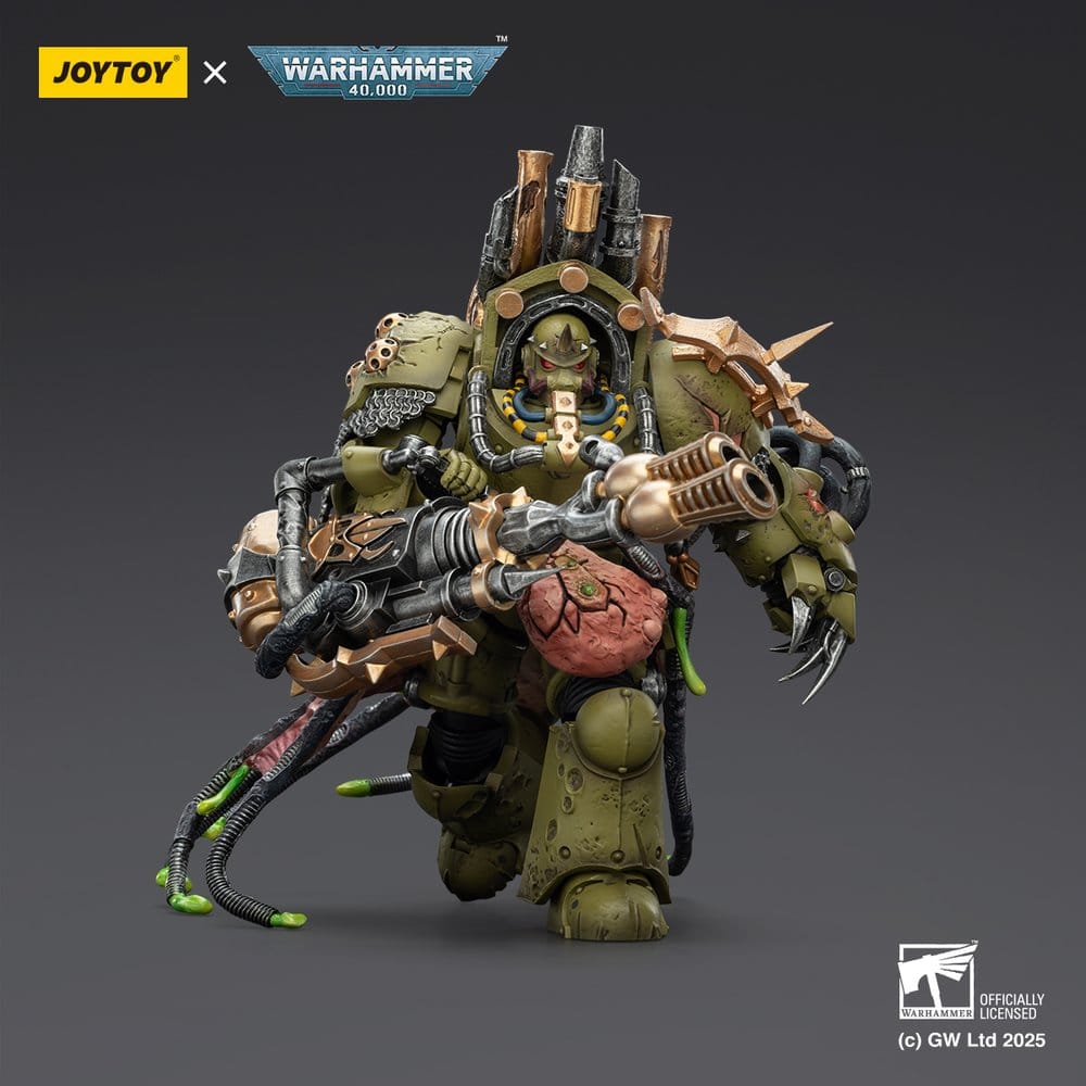 Warhammer 40.000 Action Figure Death Guard Lord of Virulence med Power Fist og Twin Plague Spewer 14 cm