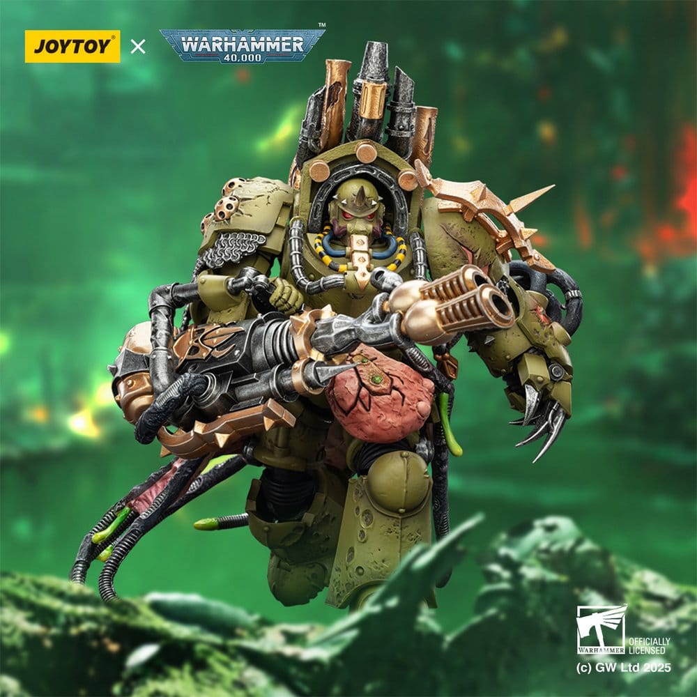 Warhammer 40.000 Action Figure Death Guard Lord of Virulence med Power Fist og Twin Plague Spewer 14 cm