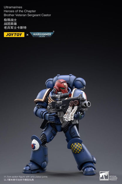 Warhammer 40K Action Figure 1/18 Héros ultramarines du chapitre Brother Veteran Sergeant Castor 12 cm