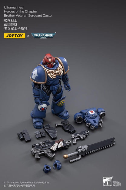 Warhammer 40K Action Figure 1/18 Héros ultramarines du chapitre Brother Veteran Sergeant Castor 12 cm