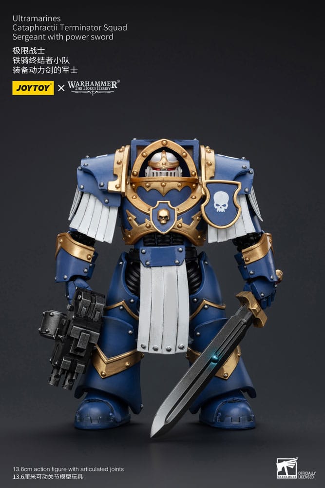 Warhammer the Horus Heresy Action Bild 1/18 Ultramarines Cataphractii Terminator Squad Sergeant With Power Sword 14 cm