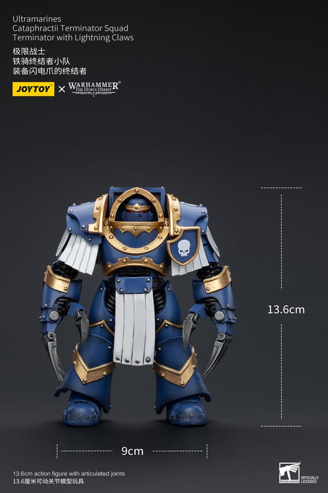 Warhammer Horus Heresy Action Figur 1/18 Ultramariner Cataphractii Terminator Squad Terminator med lynklør 14 cm