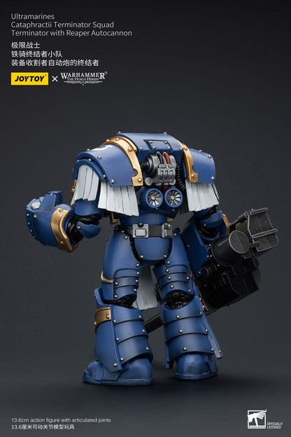 Warhammer Horus Heresy Action Bild 1/18 Uitramarines Cataphractii Terminator Squad Terminator med Reaper Autocannon 14 cm