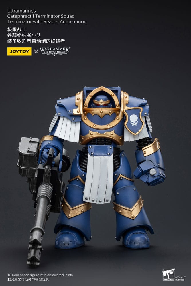 Warhammer Horus Heresy Action Bild 1/18 Uitramarines Cataphractii Terminator Squad Terminator med Reaper Autocannon 14 cm