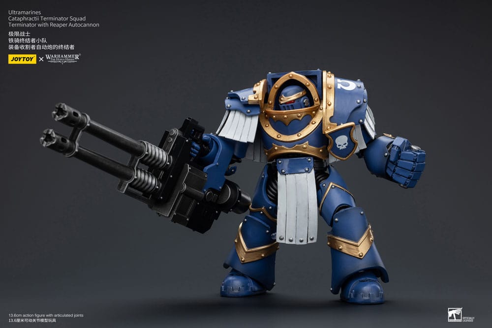 Warhammer Horus Heresy Action Bild 1/18 Uitramarines Cataphractii Terminator Squad Terminator med Reaper Autocannon 14 cm