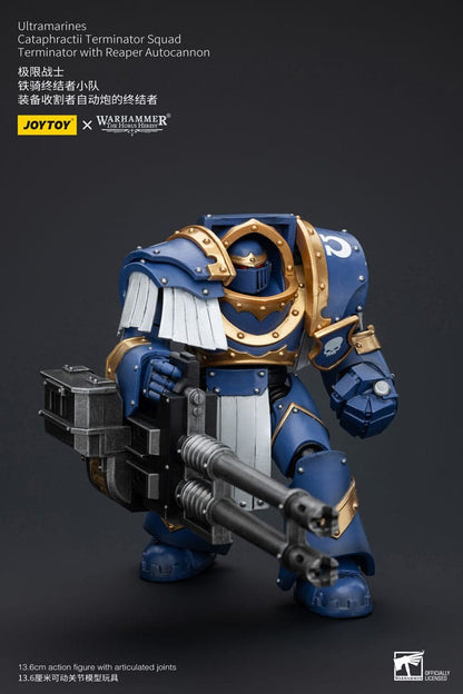Warhammer Horus Heresy Action Bild 1/18 Uitramarines Cataphractii Terminator Squad Terminator med Reaper Autocannon 14 cm