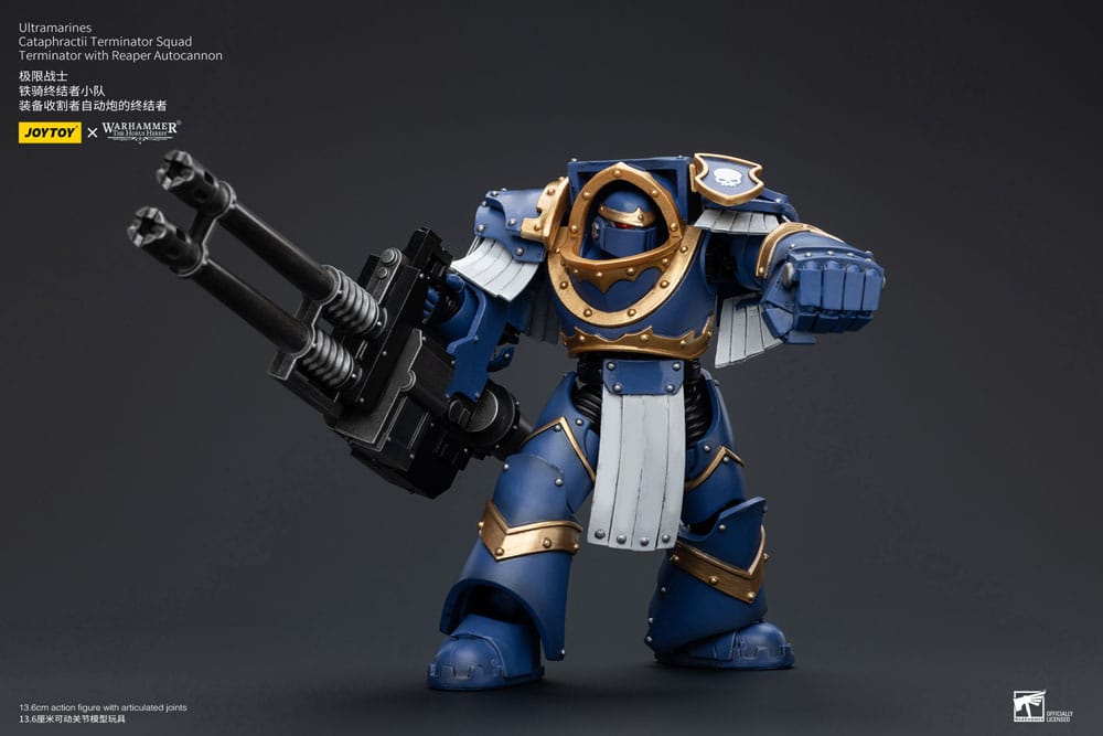 Warhammer Horus Heresy Action Bild 1/18 Uitramarines Cataphractii Terminator Squad Terminator med Reaper Autocannon 14 cm