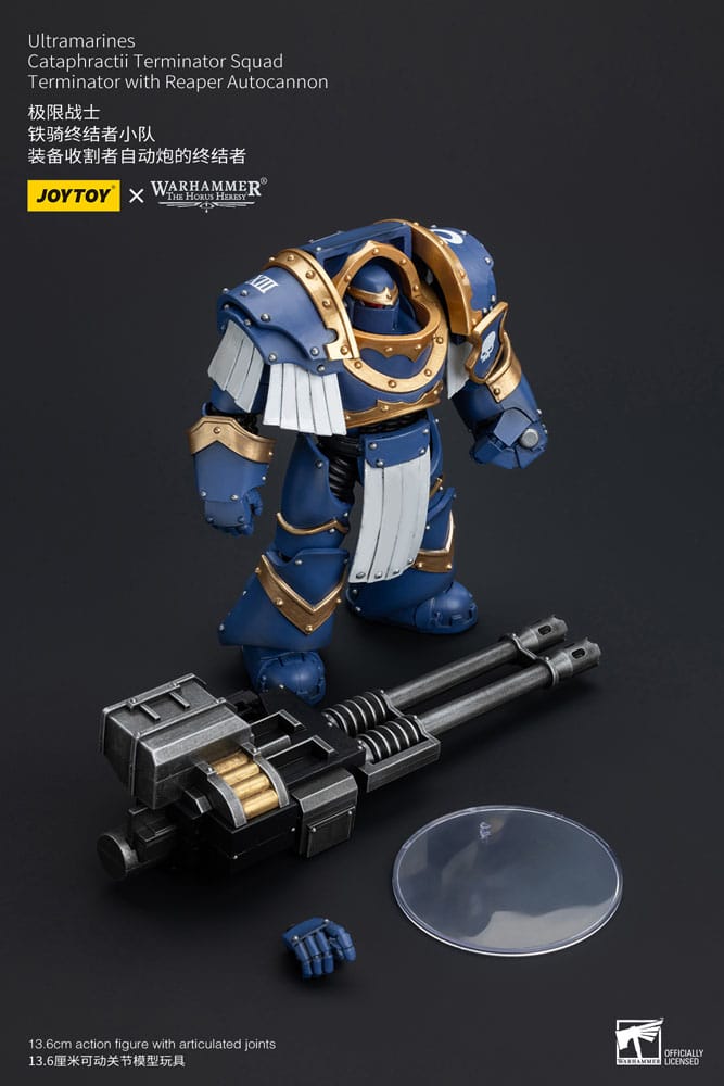 Warhammer Horus Heresy Action Bild 1/18 Uitramarines Cataphractii Terminator Squad Terminator med Reaper Autocannon 14 cm