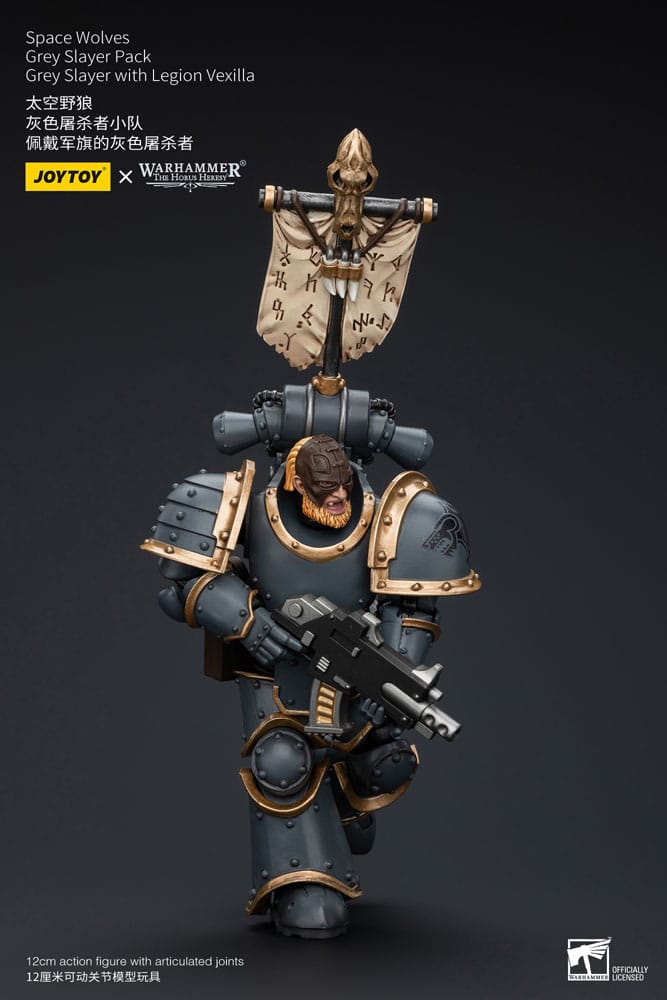 Warhammer the horus Heresy Action Şekil 1/18 Uzay Kurtları Gri Slayer Pack Gri Slayer Legion Vexilla 12 cm