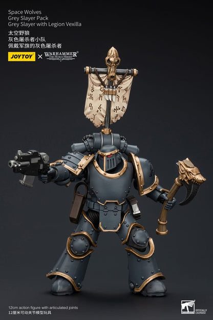 Warhammer the horus Heresy Action Şekil 1/18 Uzay Kurtları Gri Slayer Pack Gri Slayer Legion Vexilla 12 cm