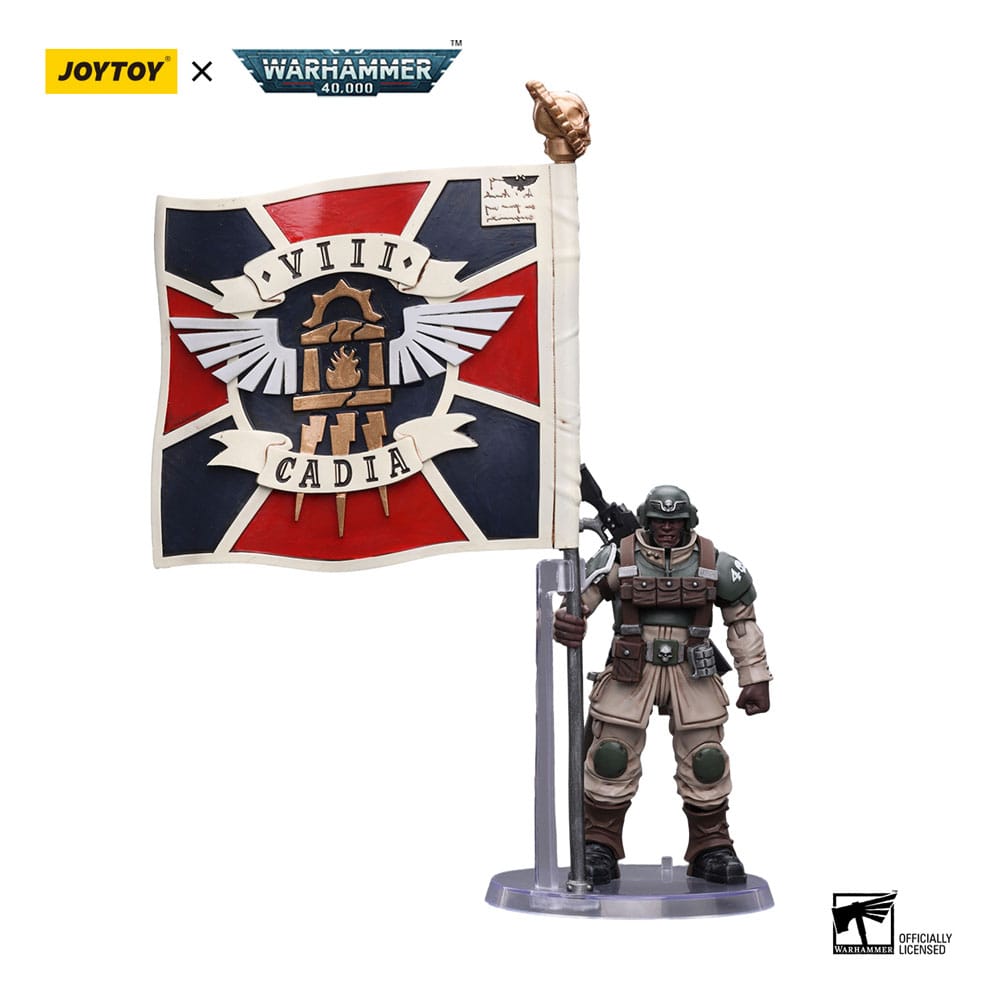 Warhammer 40k Action Figure 1/18 Astra Militarum Cadian Command Squad Veteran with Regimental Standard 12 cm