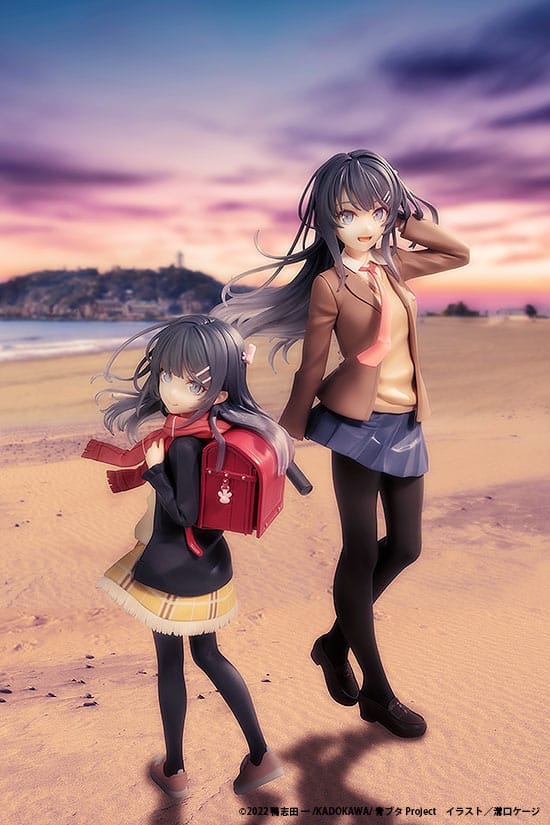 Rascal träumt nicht von einem Rucksack Kid PVC -Statue Mai Sakurajima High School Abschluss ver. & Rucksack Kid 19 cm