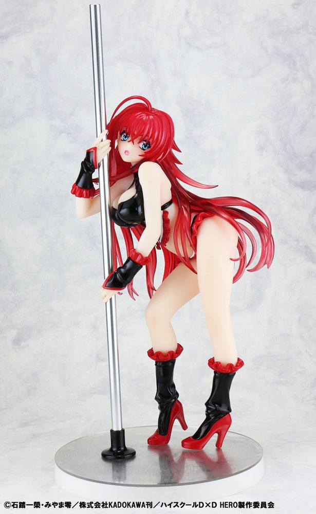 High School DXD STATUE 1/7 RIAS GREMORY POLE DANCE VER. Svart färg 20 cm