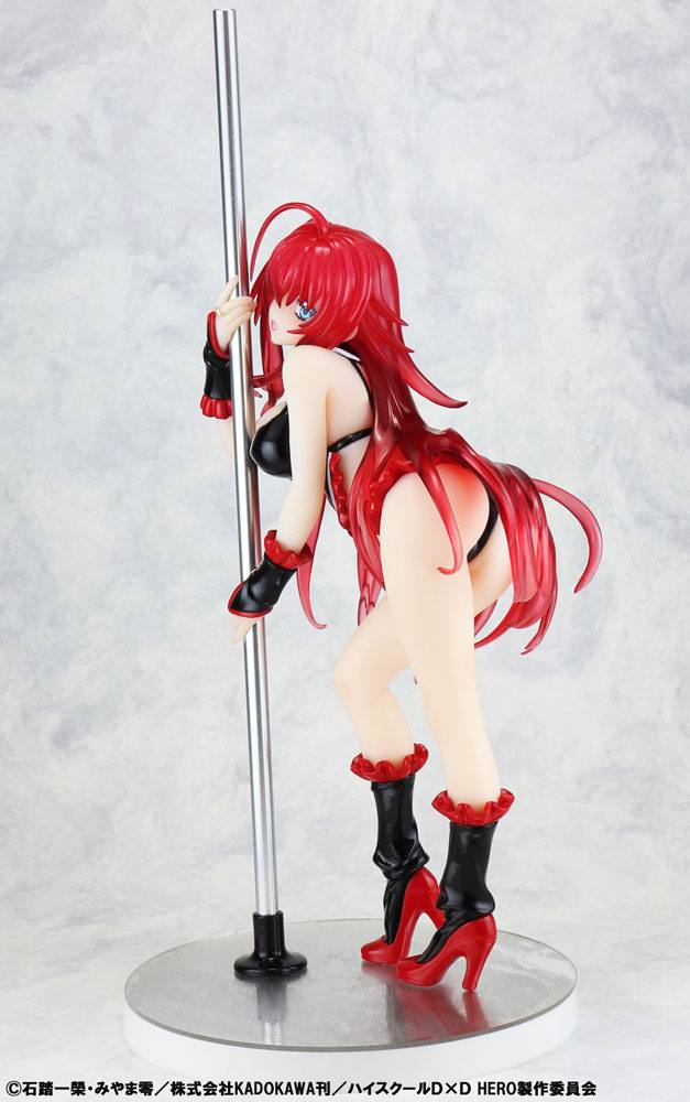 High School DXD STATUE 1/7 RIAS GREMORY POLE DANCE VER. Svart färg 20 cm