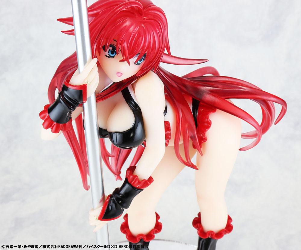 High School DXD STATUE 1/7 RIAS GREMORY POLE DANCE VER. Svart färg 20 cm