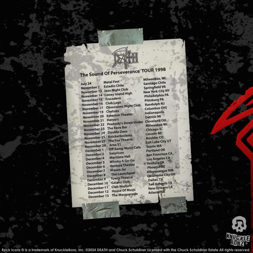 Death Rock Ikonz On Tour Road Case Statue + Scenebagtæppe Set The Sound of Perseverance Tour 1998