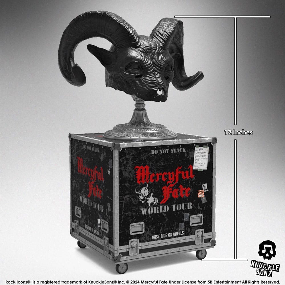 Mercyful Fate Rock Ikonz On Tour Estuche de carretera Conjunto de estatua y máscara de escenario Gira mundial