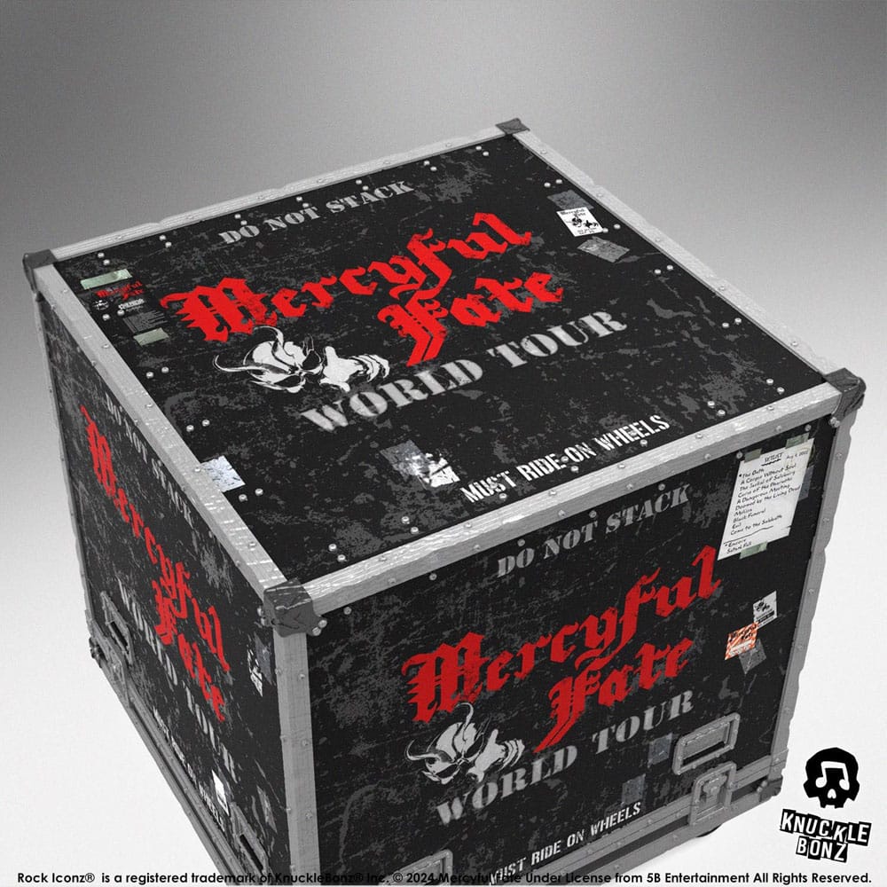 Mercyful Fate Rock Ikonz On Tour Estuche de carretera Conjunto de estatua y máscara de escenario Gira mundial