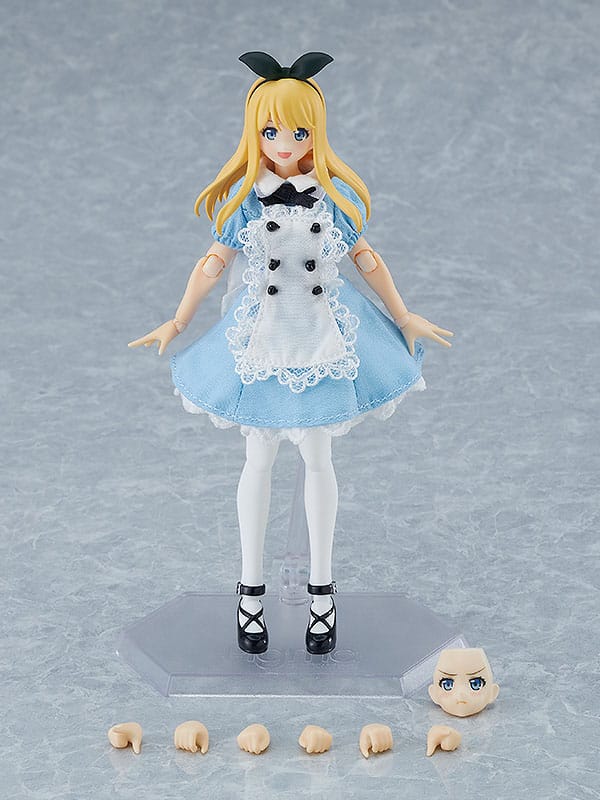 Orijinal karakter figma aksiyon figürü dişi vücut (Alice) elbise ve önlük kıyafeti 13 cm