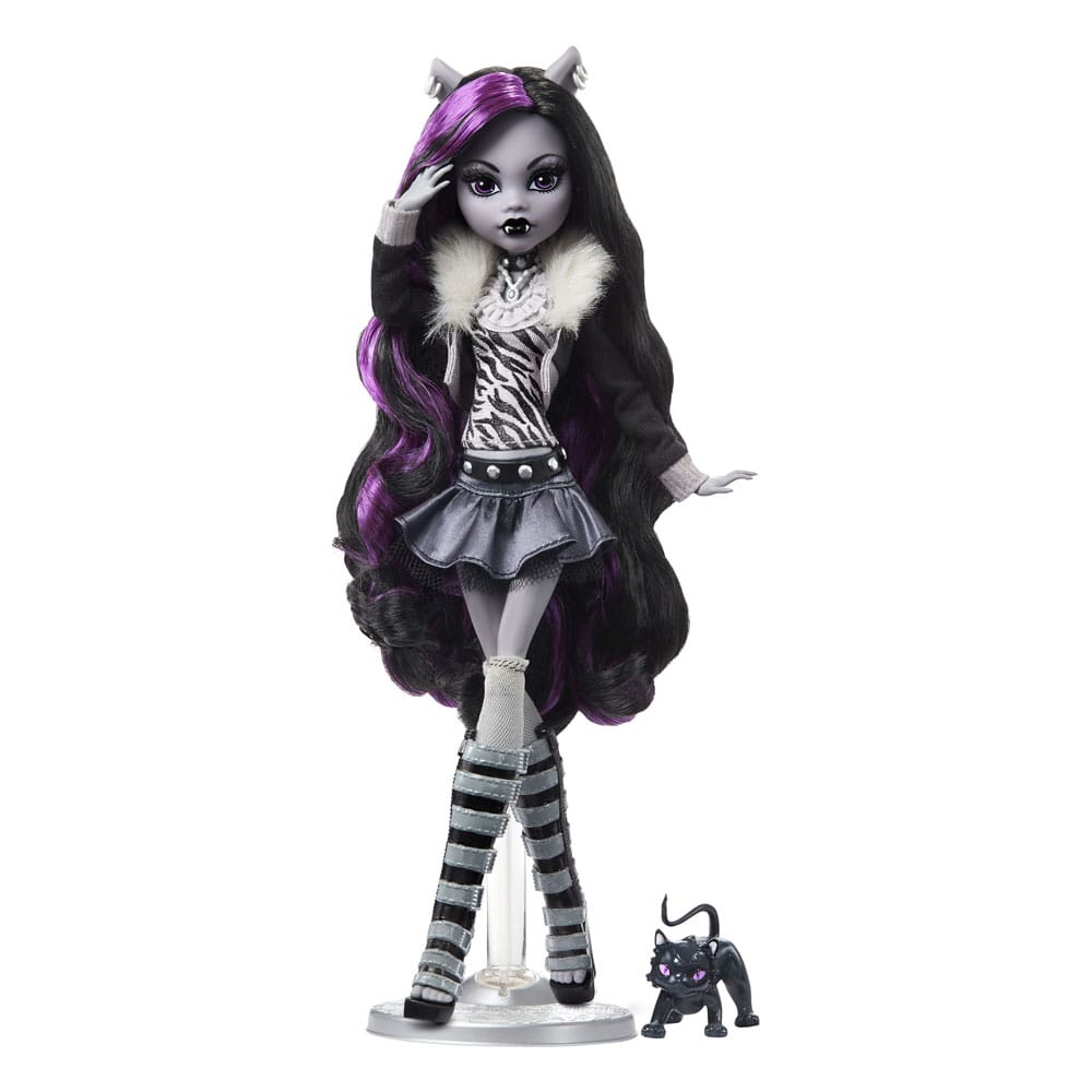Monster High Reel Drama Doll Clawdeen Wolf in Schwarz und Weiß