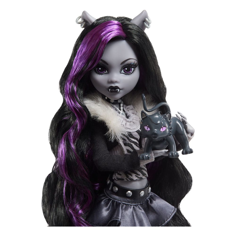 Monster High Reel Drama Doll Clawdeen Wolf in Schwarz und Weiß