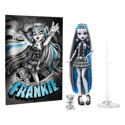 Monster High Reel Drama Puppe Frankie Stein in Schwarz und Weiß