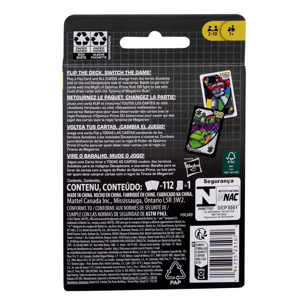 Transformers Uno Flip! Kartenspiel