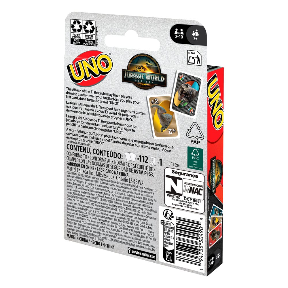 Jurassic World Rebirth Uno Card Game