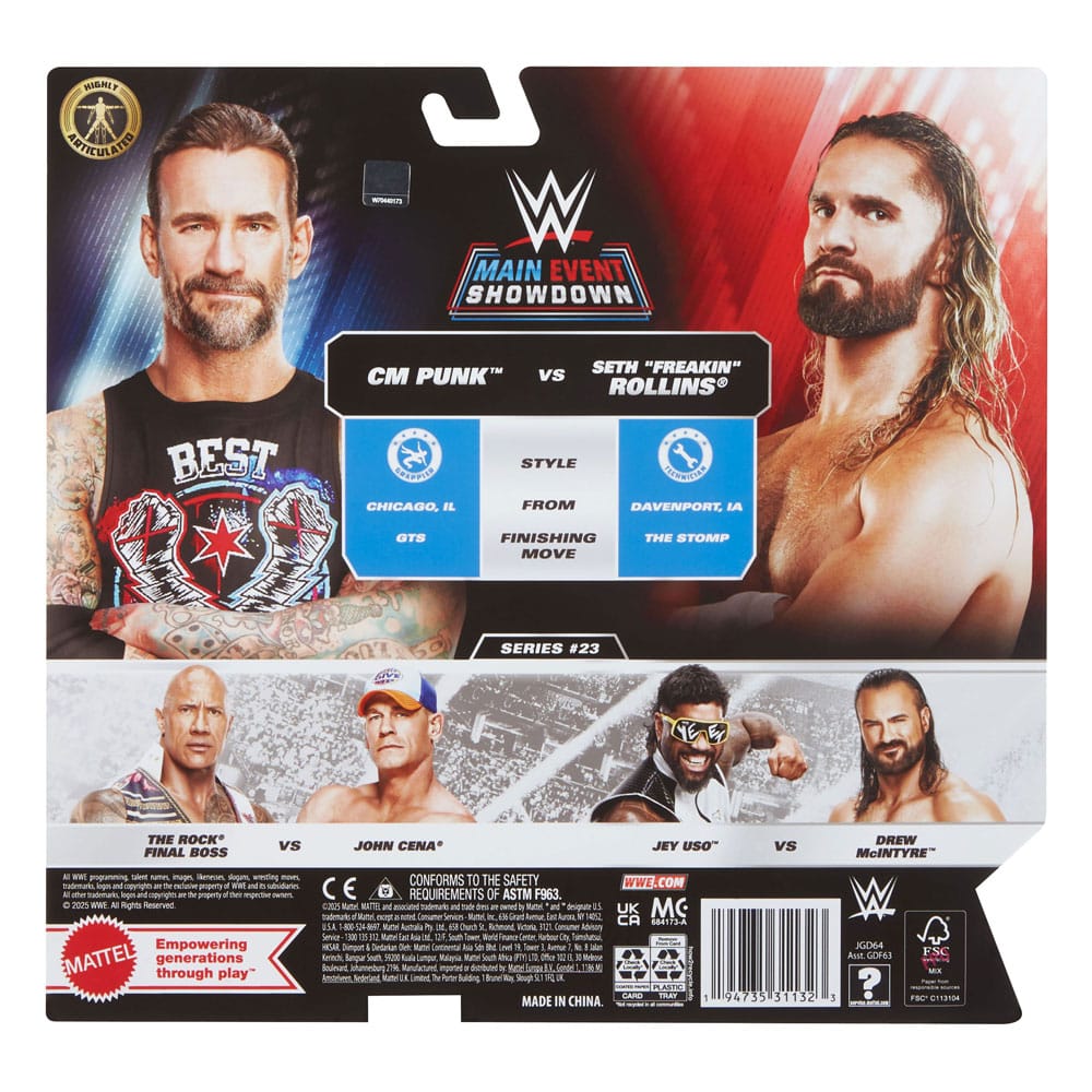WWE Ana Etkinlik Karşılaşması Aksiyon Figürleri CM Punk vs Seth "Freakin" Rollins 2'li Paket 15 cm